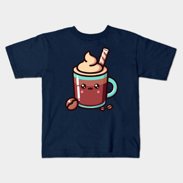 Cute Coffee with Cream and Topping Kids T-Shirt by Arief Uchiha